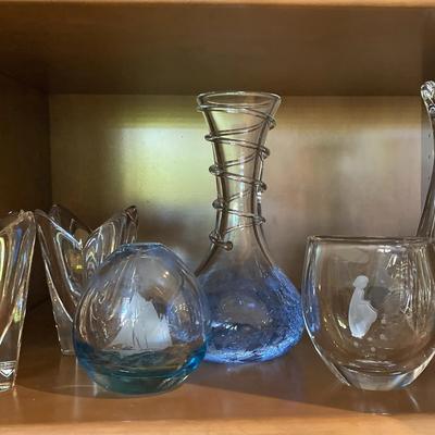 Pretty Blue & Clear Glass Vase s& Decor In Different Sizes And Shapes