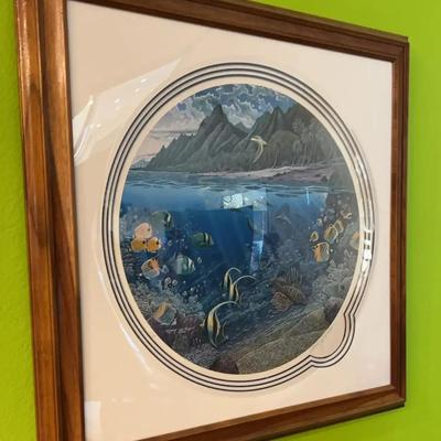 Curved Glass - Under the Sea View of Robert Lyn Nelson 1986 Print 137/400 - Signed in Wood Frame