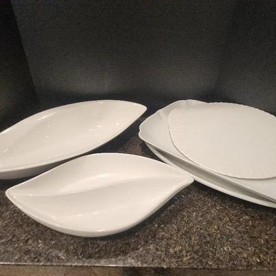 5 - Collection of Classic White Serving Platters, Various Sizes
