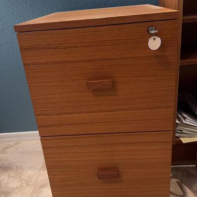 2 Drawer Locking Wooden File Cabinet
