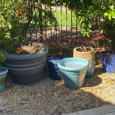 Assorted Outdoor Flower Plant Pots - Different Colors and Sizes