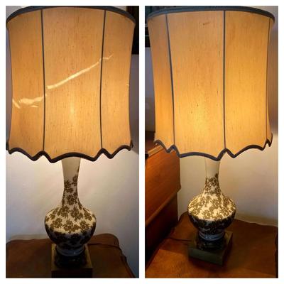 Pair of 36" Porcelain Table Lamps with Shades