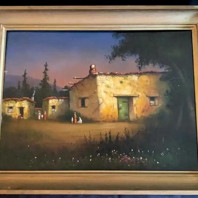 James Everett Stuart (1852–1941) Signed Oil “Adobe Shacks, Acapulco, Mexico” 23"W × 18"H