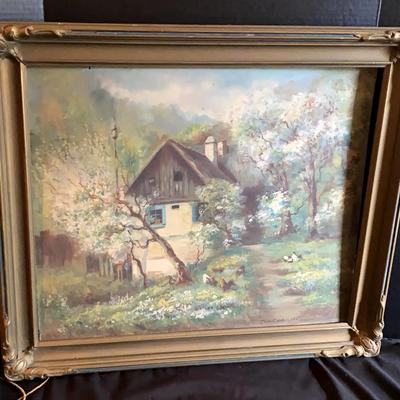 Vintage Country Cottage Landscape by John Cavallero