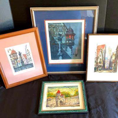 Rothenburg Scene by H. Rosemann & Other Signed Artworks