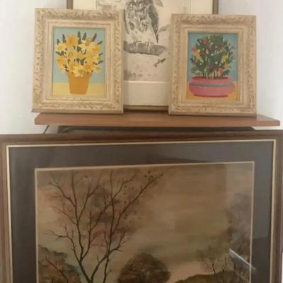 Vintage Framed Artwork Collection Featuring Signed & Numbered Landscape