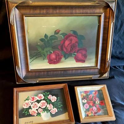 Red Roses by A. Santo & Floral Paintings by George