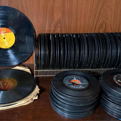 Vintage Vinyl Record Collection Featuring Arlo Guthrie, Rock ’n Roll, and 78s