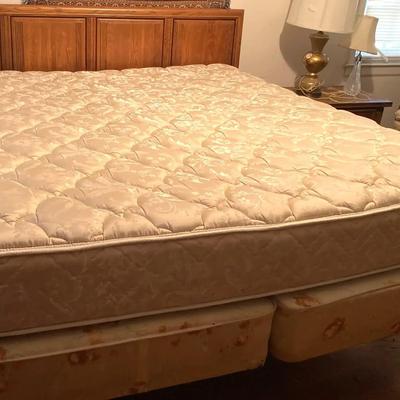 Serta King Mattress with Split Foundation and Wooden Headboard