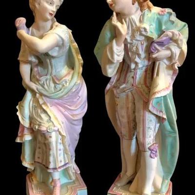 Vintage Continental Bisque Porcelain Figurine Pair