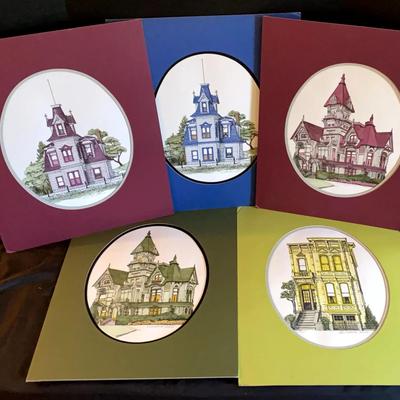 Set of Five Signed Architectural Prints by D.W. Patrick, 1975
