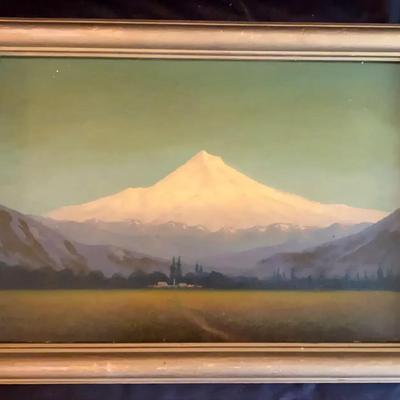 James Everett Stuart (1852 – 1941) Signed Oil “Mt. Hood from Near the Sandy River, Oregon”
