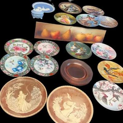 Collectible Decorative Plates Featuring Pink Depression Glass