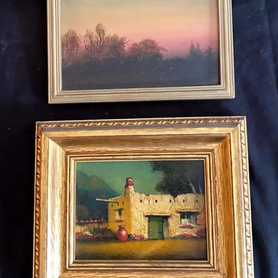 James Everett Stuart Signed Oils – “Sunset, Napa Valley, California” & “Adobe Shack, Mexico"