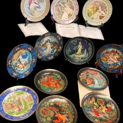 Collection of Decorative Porcelain & China Plates Featuring Women of Four Seasons & More