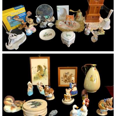 Vintage Decor Collection with Figurines, Bells & Trinkets