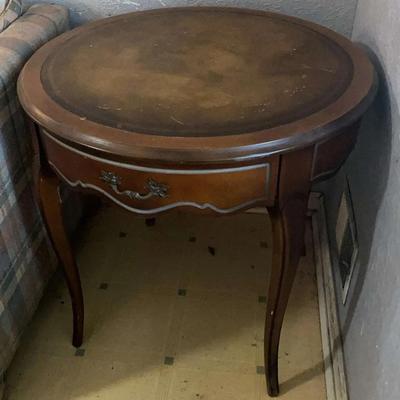 French Provincial Round Side Table with Drawer