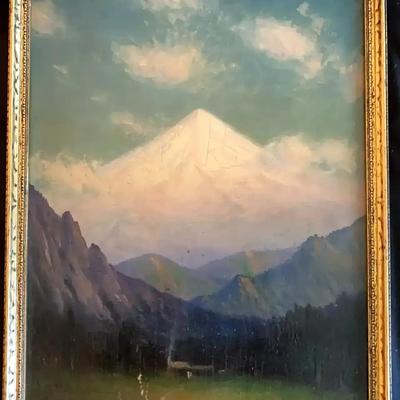 James Everett Stuart (1852–1941) Signed Oil “Cloudy Day, Mt. Pitt, Oregon” 17"H × 13"W