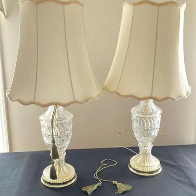Pair of Yugoslavian Lead Crystal Table Lamps by Crystal Clear