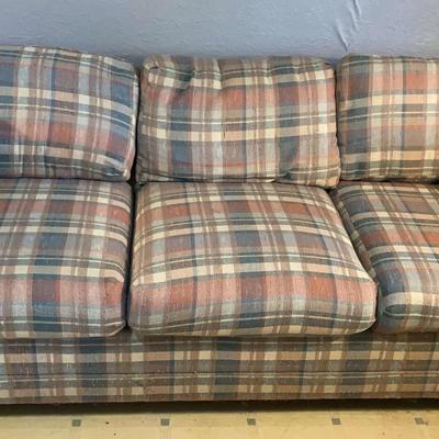 Vintage Plaid Upholstered Sofa