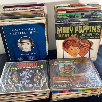 Vintage Vinyl Record Collection Featuring Musicals, Rock & Dance Tunes from the 60s & 70s