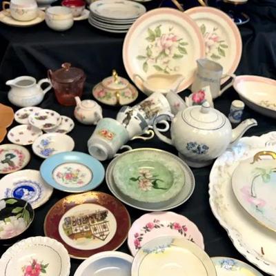 Assorted Decorative China & Porcelain Tableware Featuring Floral Patterns