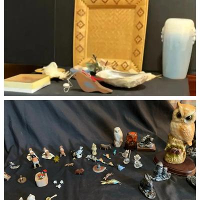 Collectible Mini Figurines, Shell Decor & Owl Collection