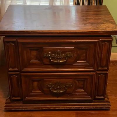 First Family Armstrong Wooden Nightstand with Brass Handles