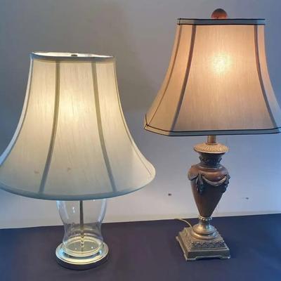Pair of Table Lamps in Glass and Ceramic
