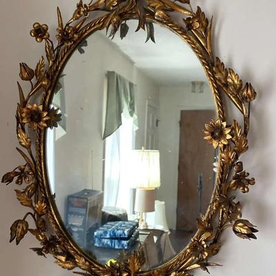Vintage Oval Gilt Floral Mirror