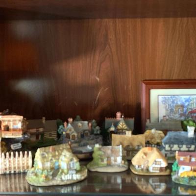 Thomas Kinkade, David Winter, LeVan & Lilliput Lane Cottage Collection with Everett’s Cottage Lamp