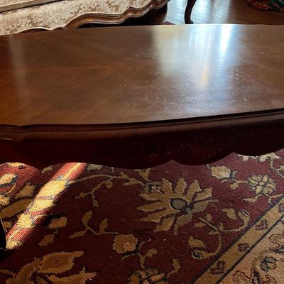 Vintage Dark Wood Coffee Table with Cabriole Legs
