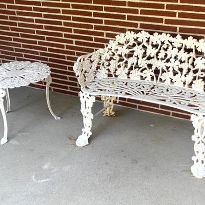 Sale Photo Thumbnail #8: Vtg. heavy gauge bench and table