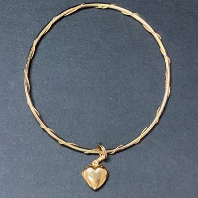 Sale Photo Thumbnail #29: 14 K bangle bracelet with heart charm