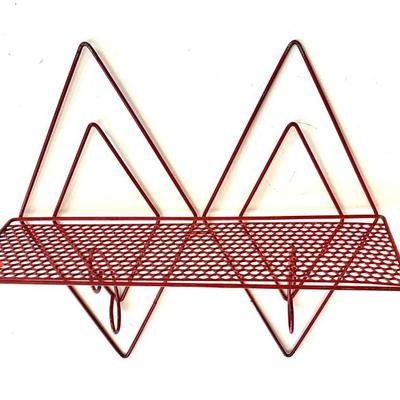 Sale Photo Thumbnail #16: Mid century  wire shelf in red 