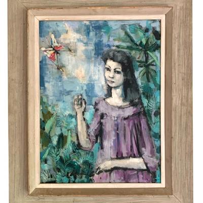 Sale Photo Thumbnail #12: Very nice mid century o/c painting, 18x24”