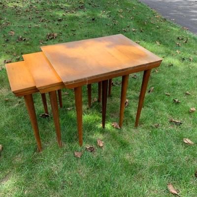 Sale Photo Thumbnail #44: MCM Conant-Ball nest of tables, top needs refinishing