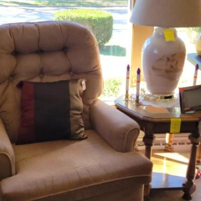 Sale Photo Thumbnail #8: Tan Arm Chair #2