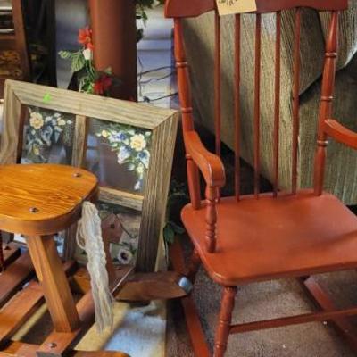 Sale Photo Thumbnail #89: Childs rocking horse and chair