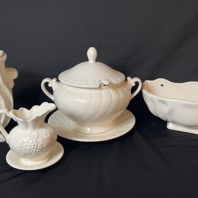Soup Toureen, Platter, Vase and Pitcher