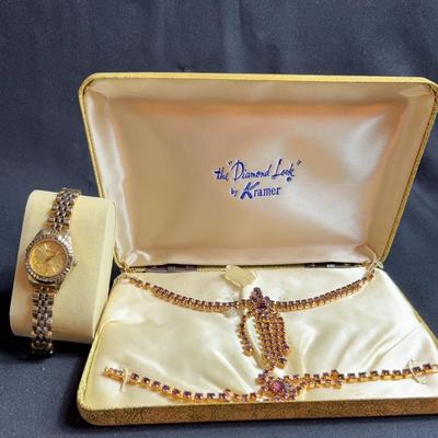 The “Diamond Look” By Kramer Set & Elgine Watch
