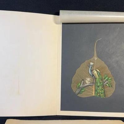 Vintage Pipal Leaf Skeleton Hand Painted