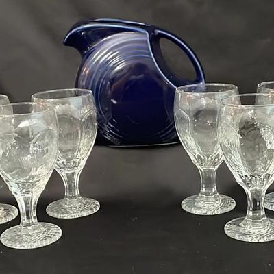 Fiestaware Pitcher And Set Of 8 Glasses