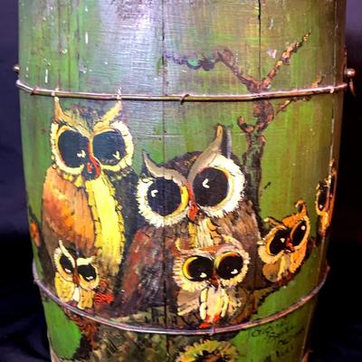 Painted Wooden Barrel by M Hull
