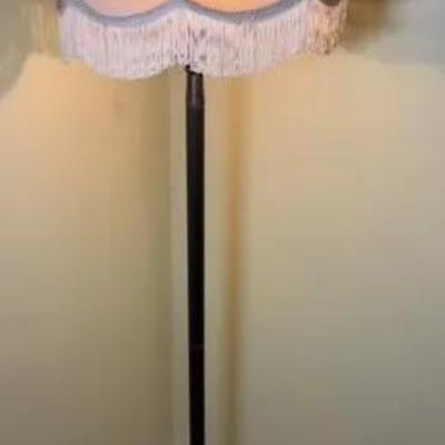 Metal Floor Lamp With Fringe Shade 