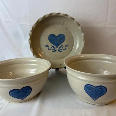 Three Salt Glazed Stoneware Bowls