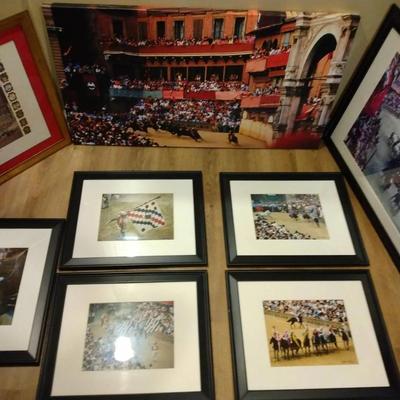 Framed Italian Horse Race Photographs And Print