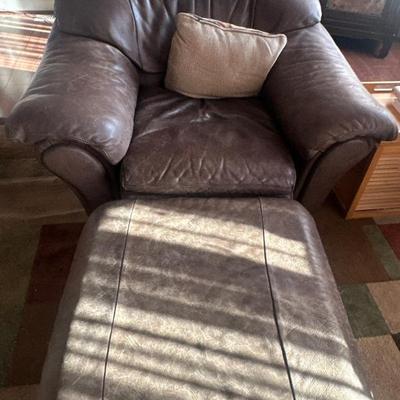 Leather chair & ottoman