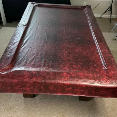 Full-Size Billiards Pool Table with Green Felt & Protective Cover
