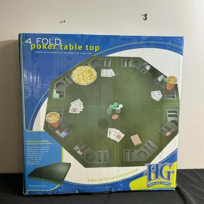 4-Fold Poker Table Top with Cup Holders & Chip Trays